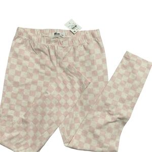 Epic Threads Rosa Pink & White Check Leggings with Elastic Waist Size L NWT